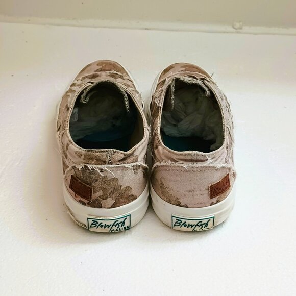 Blowfish Marley Camo Patchwork Sneaker 8 Distressed Beige Canvas Slip On Shoes - Picture 6 of 10